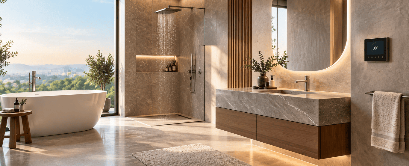 2026 Bathroom Design Trends: Elevating Modern Spaces with Stone Collections and Smart Thermostats