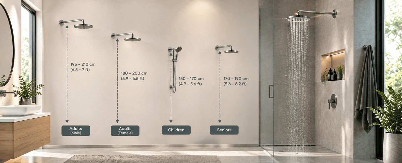 Shower Head Height Guide for Every Bathroom & User Type