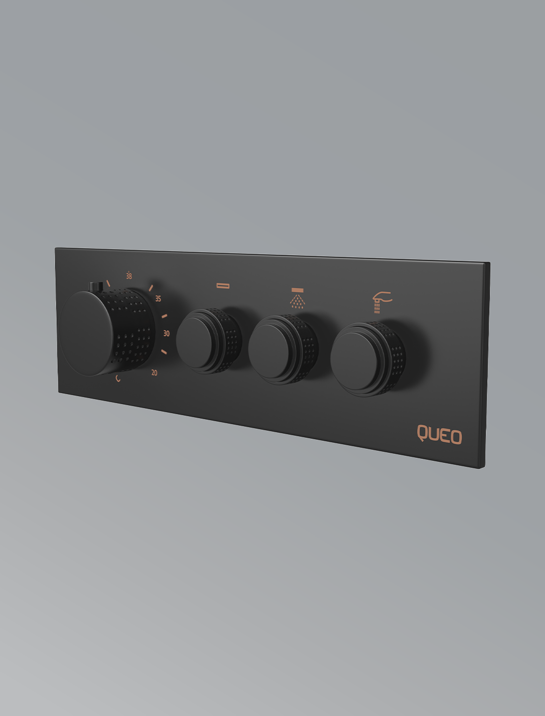 3 Way Thermostatic Diverter-Matte Black