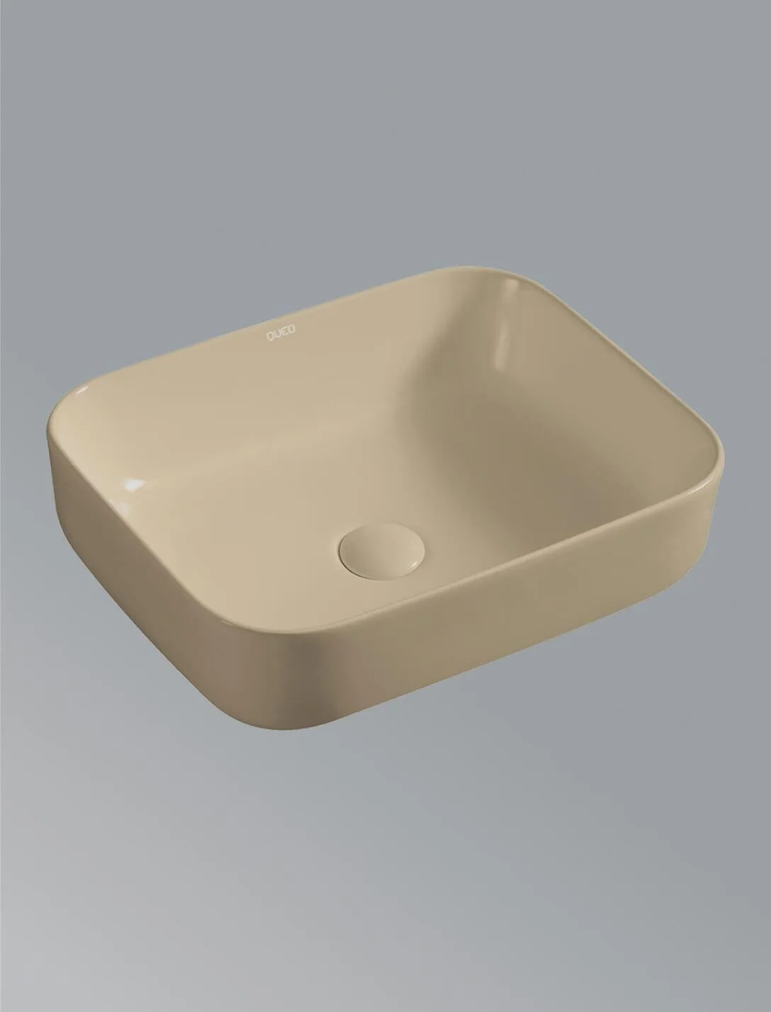 Over the counter basin without faucet hole in matt khaki