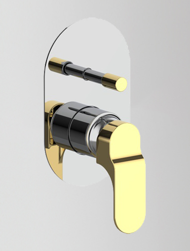 Concealed Bath and ShowerMixer Plate, Handle & Tipton F-Forza (Gold)