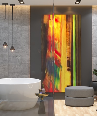 Abstract bathroom wall painting